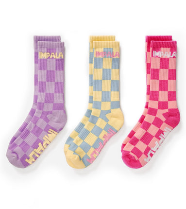 Paquete de 3 pares de calcetines de skate Impala - Check