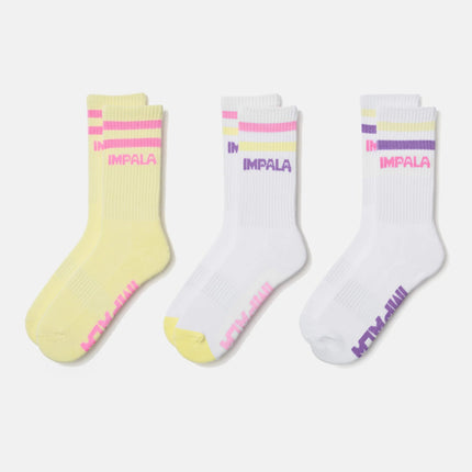Impala Stripe Crew Socks 3pk - Petal
